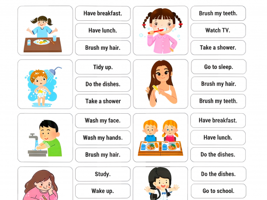 小学英语日常活动主题匹配练习｜可打印 PDF 趣味 worksheets