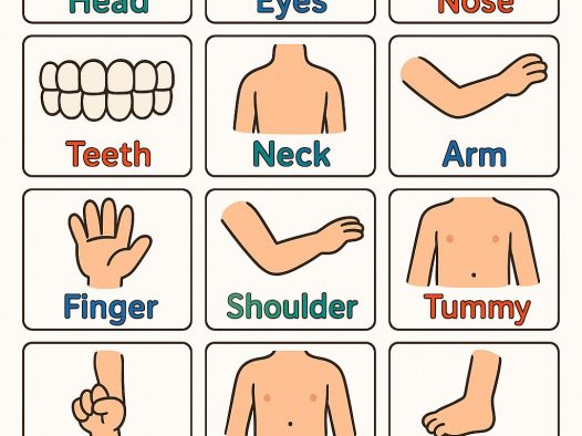 身体部位英语认知海报｜BODY PARTS 儿童英语启蒙可打印素材