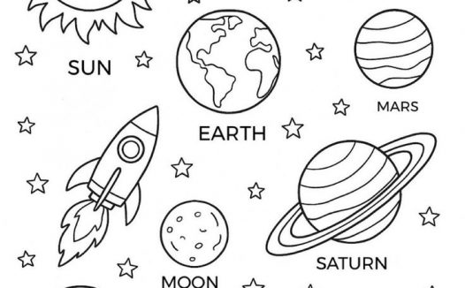 太阳系科普涂色手抄报｜Solar System 儿童英语启蒙可打印 PDF