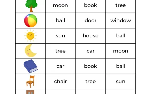 基础名词圈词匹配练习|Vocabulary-Nouns 幼儿英语启蒙可打印 PDF