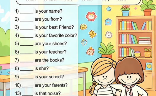 小学英语 WH 疑问词专项练习｜趣味卡通版可打印 PDF