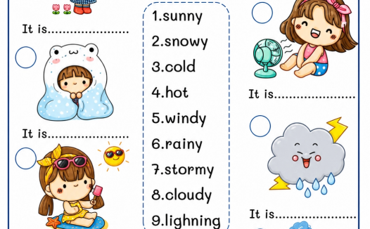 小学英语「Weather 天气主题」趣味练习｜可打印启蒙涂色作业