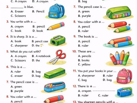 小学一年级英语「School Supplies 文具主题」练习题｜可打印启蒙作业