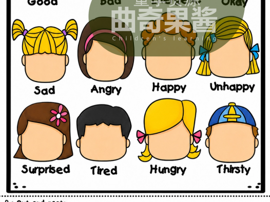 小学英语「Feelings 情绪主题」趣味手工｜可打印 Cut & Paste 启蒙素材
